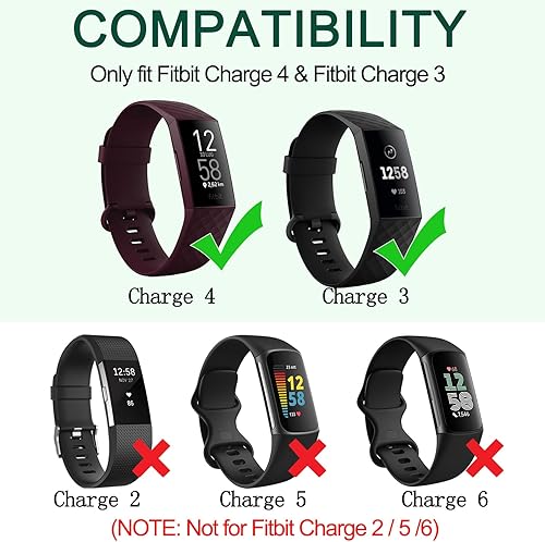 Miniatura 2 de Vanjua Correa compatible con Fitbit Charge 4 bandas para mujeres y hombres, correa de repuesto deportiva impermeable de silicona suave para Fitbit
