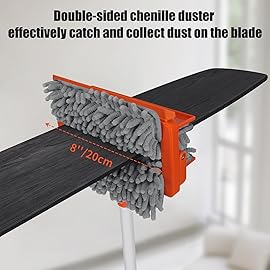 Qaestfy Ceiling Fan Cleaner Duster with 62.5 Extendable Long Handle Ceiling Fan Blade Cleaning Tool, Reusable Chenille & Microfiber Mop Head for Dusting Ceiling Fan Baseboard Wall Floor