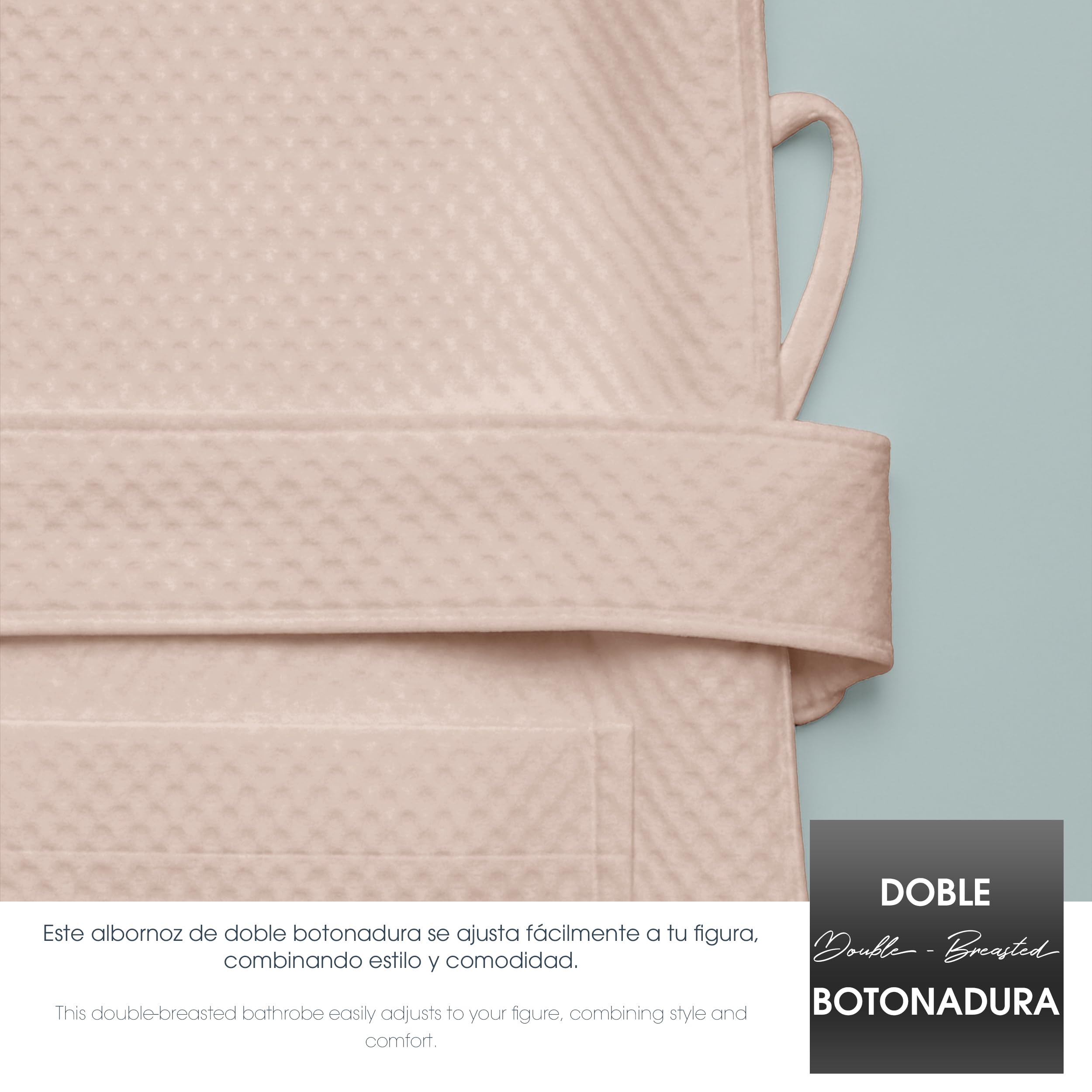 Albornoz Unisex para Hombre y Mujer con Bolsillo y Cinturón - Bata de Casa Suave, Secado Rápido y Alta Absorción - Textura Gofrada 100% Algodón 400gr