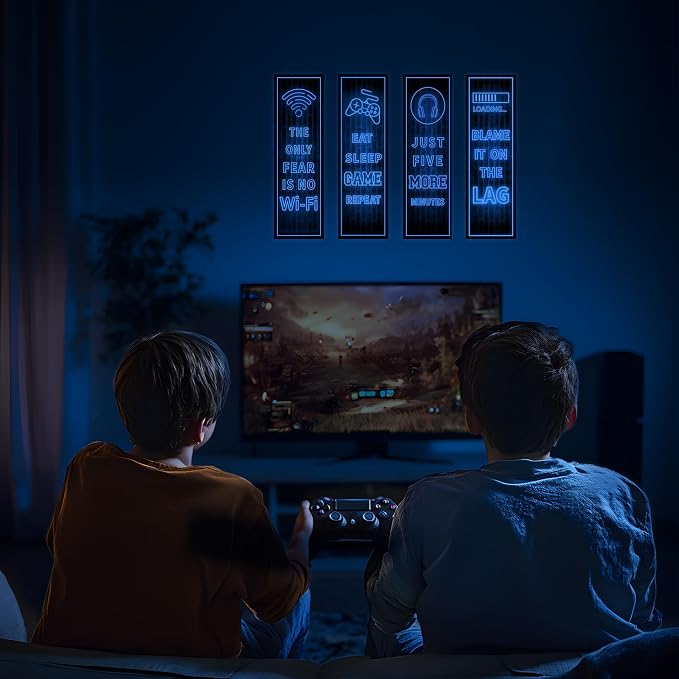 Vinilos decorativos Eat Sleep Game para paredes azules miniatura 2