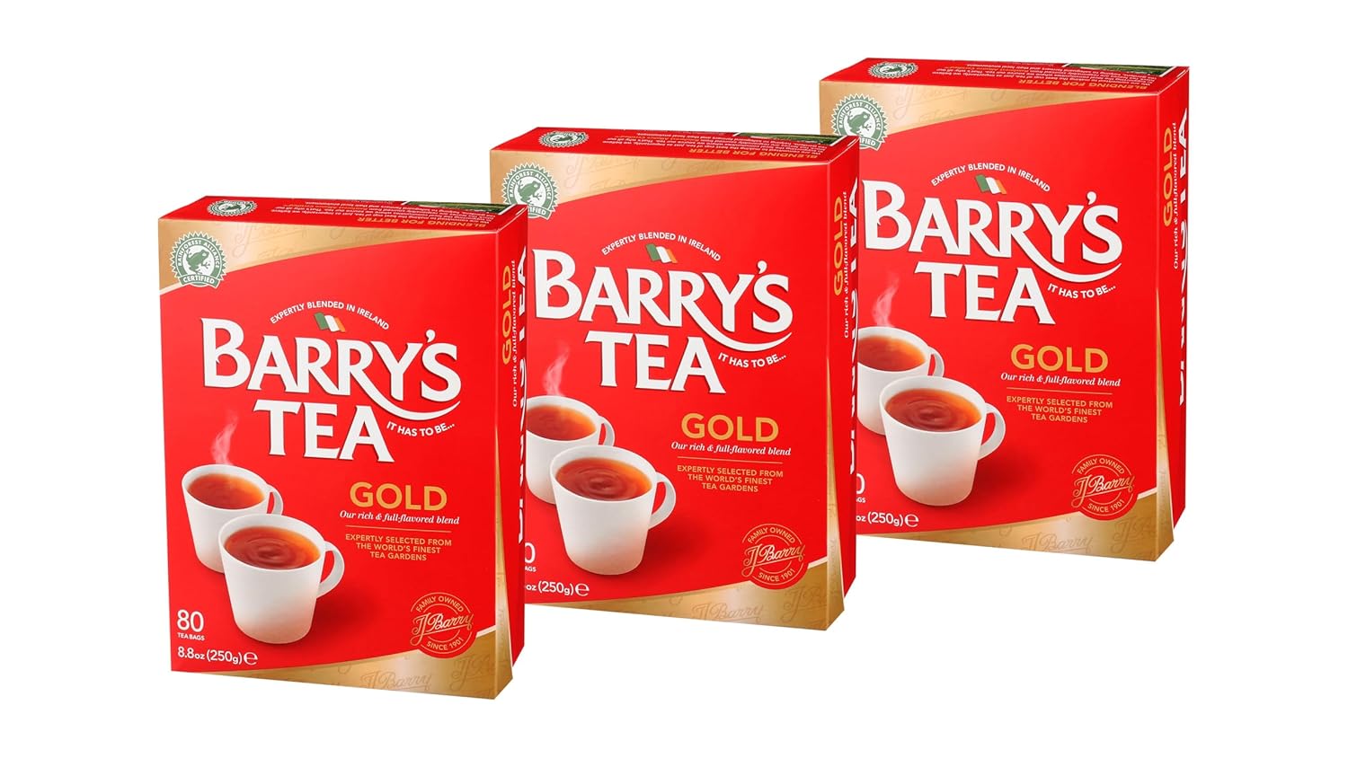 Barry's Tea Gold Blend 80 count Tea Bags (Pack of 3)