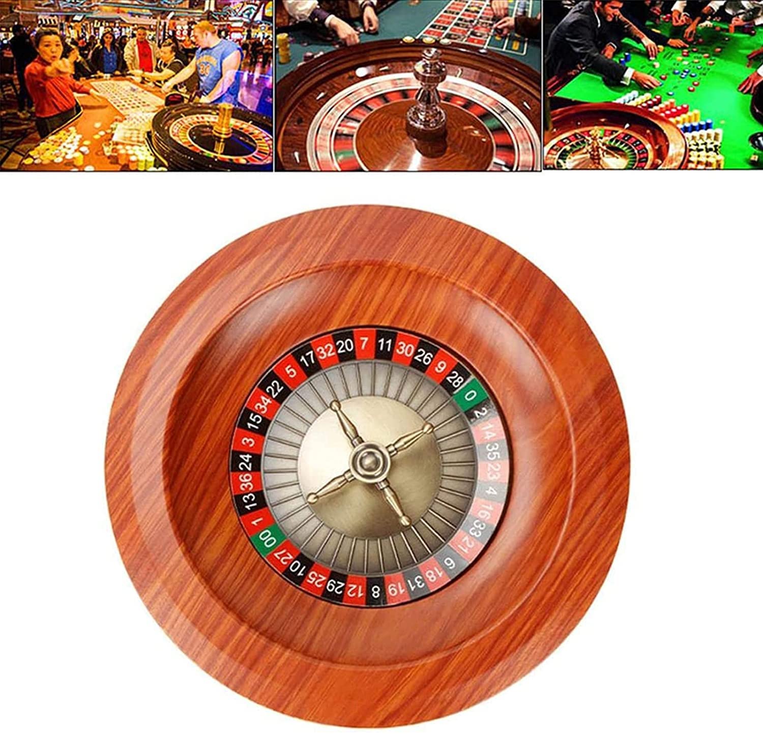 HTDRE casino roulette， 12Inch Roulette Wheel Turntable Leisure Table Games, Wooden Set,with Precision Bearing Mechanism