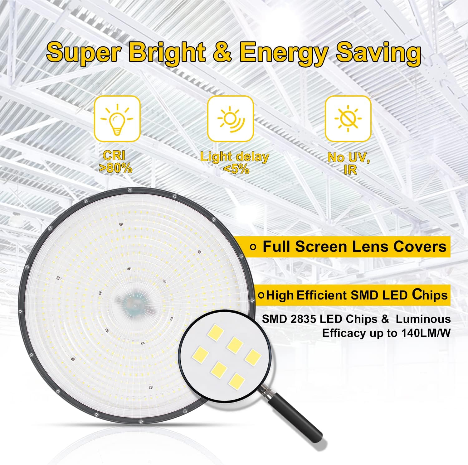 Up To 40% OFF 240W UFO LED High Bay Light, AC100-277V Up and Down Lighting 0-10V Dimmable 36,000LM(1000W HPS/HID Equivalent) 5000K Daylight Shop Light 6' Cable for Factory, Workshop, Warehouse, Grocery Stores Black Friday Clearance 240W UFO LED High Bay Light, AC100-277V Up and Down Lighting 0-10V Dimmable 36,000LM(1000W HPS/HID Equivalent) 5000K Daylight Shop Light 6' Cable for Factory, Workshop, Warehouse, Grocery Stores
