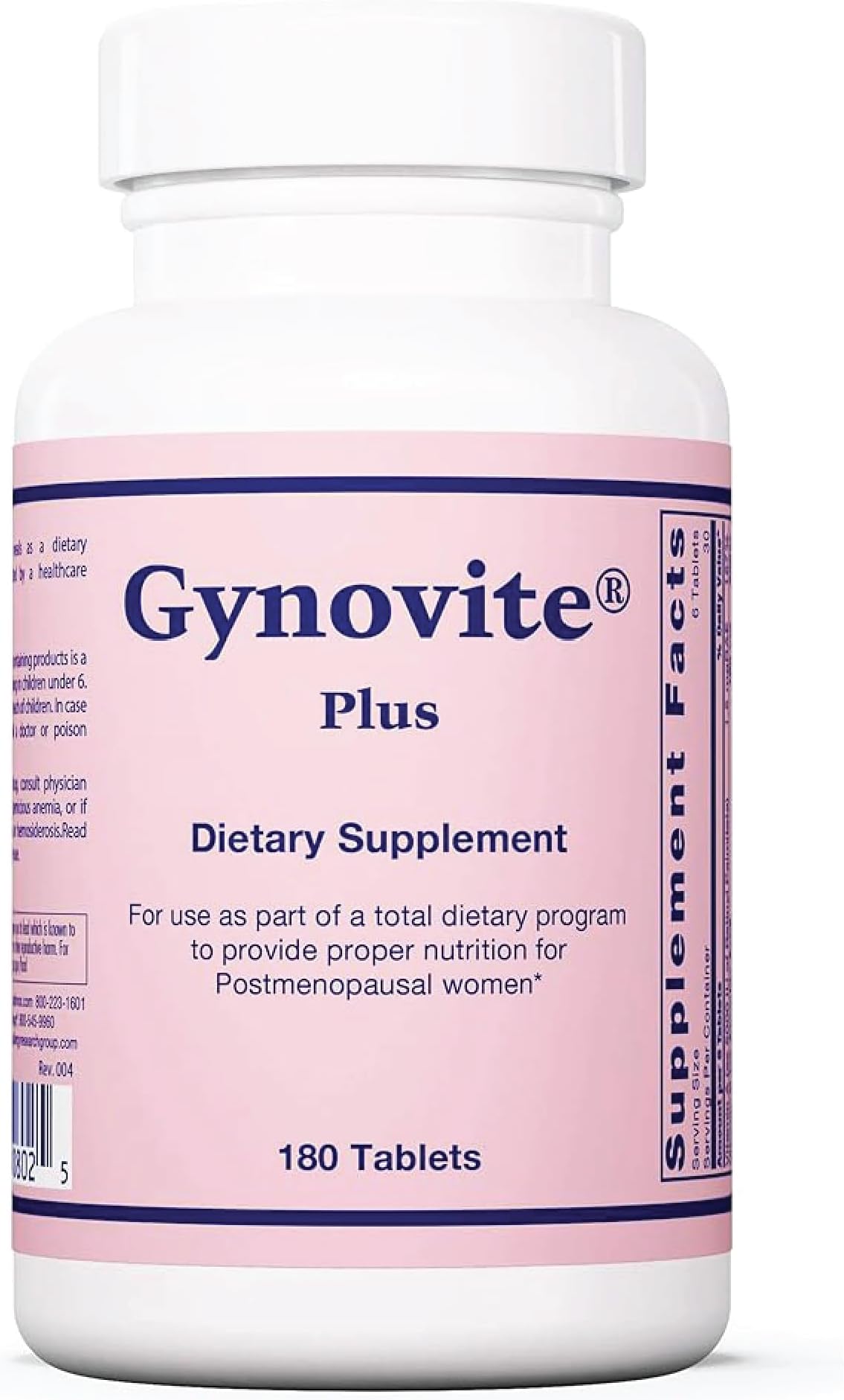 Gynovite Plus - Postmenopausal Support - Multivitamin and Multimineral Complex Supplement with Magnesium for Women - 180 Tablets