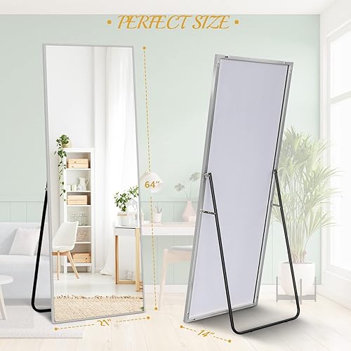 Miniatura 4 de Natsukage - Espejo de 64 x 21 pulgadas, espejo de cuerpo completo, espejo de pared para colocar de pie, colgado o apoyado contra la pared, con marco
