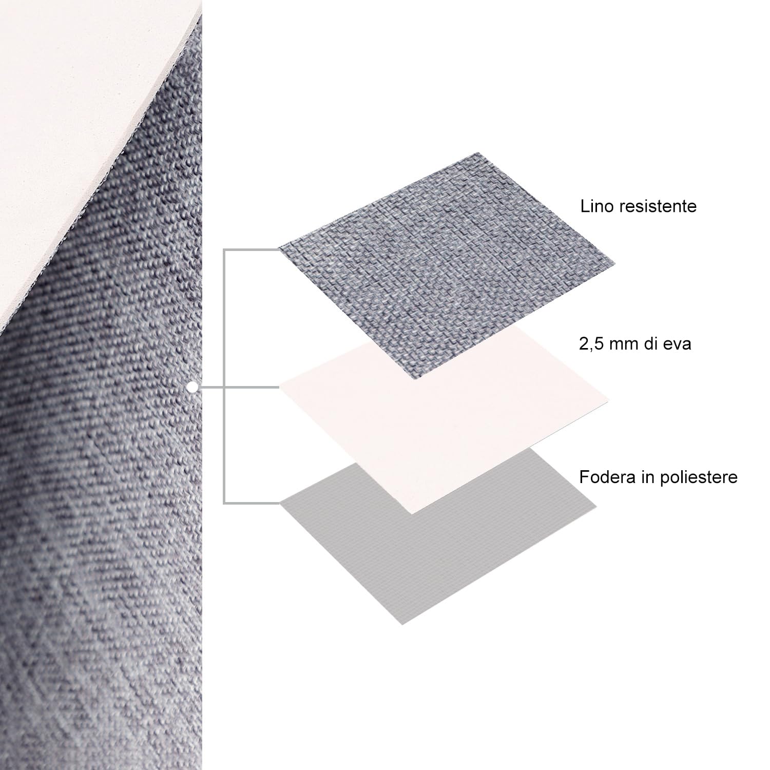 3 Cestini Portaoggetti In Tessuto Pieghevoli Mangata - Grigio, Extra Large - Foto 4