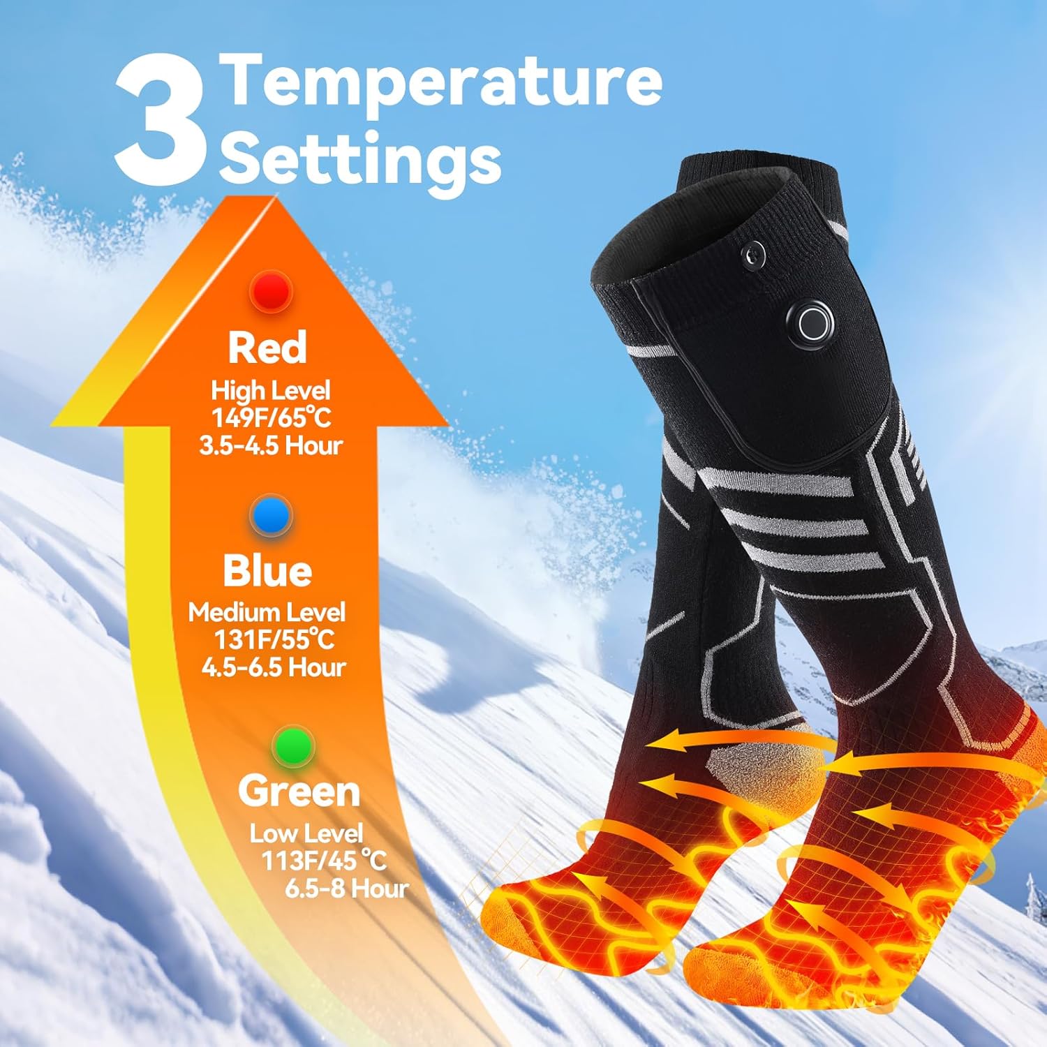AGPTEK Heated Gloves Socks for Men Women, Rechargeable Electric Battery Heat Sock Gloves for Outdoor, Ski, Snowboard, Hiking, Camping, Fishing, Motorcycle