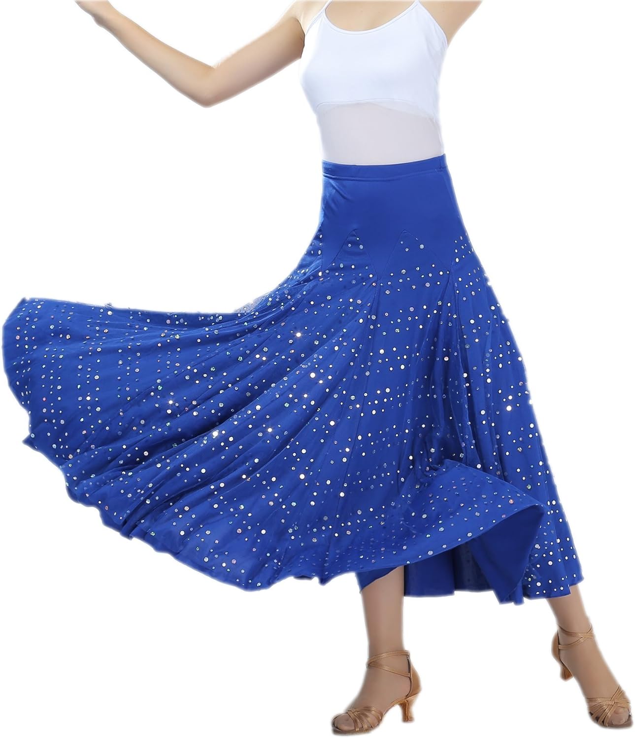 CISMARK® Elegant Sequin Ballroom Waltz Dancing Long Swing Party Skirt One Size