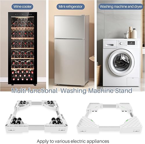Miniatura 2 de Rodillos ajustables para electrodomésticos, resistente, soporte móvil para lavadora y secadora con 16 ruedas de bloqueo silenciosas ocultas,