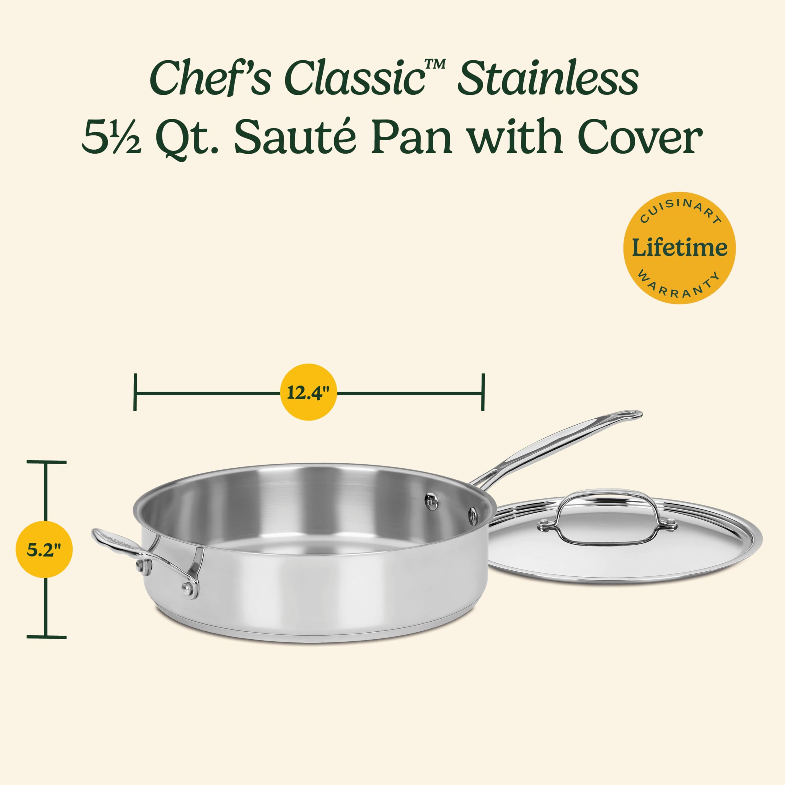 Cuisinart Sauté Pan - 5.5 Quart Stainless Steel -5
