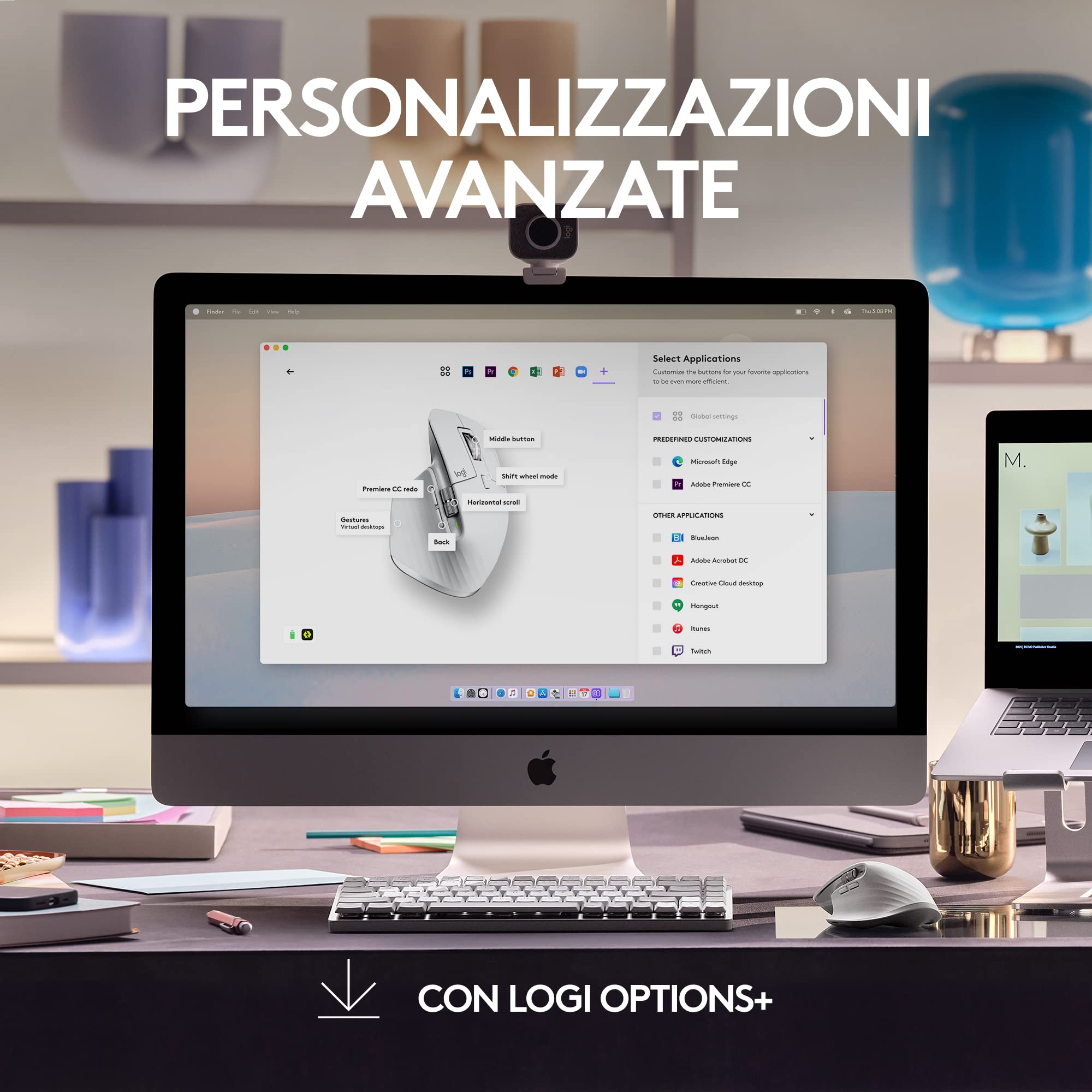 Logitech MX Master 3S per Mac - Mouse Bluetooth Wireless | Scorrimento Ultraveloce, Ergo, 8K DPI, Click Silenziosi, Tracciamento su Vetro, USB-C, Apple, iPad - Pale Grey