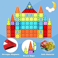 Vista 6 de Paquete de 32 Baldosas Magnéticas–Set Constructor Arcoíris, Kit de Construcción STEM de 2.95 pulgadas con Ventanas Transparentes, Amplía el Juego
