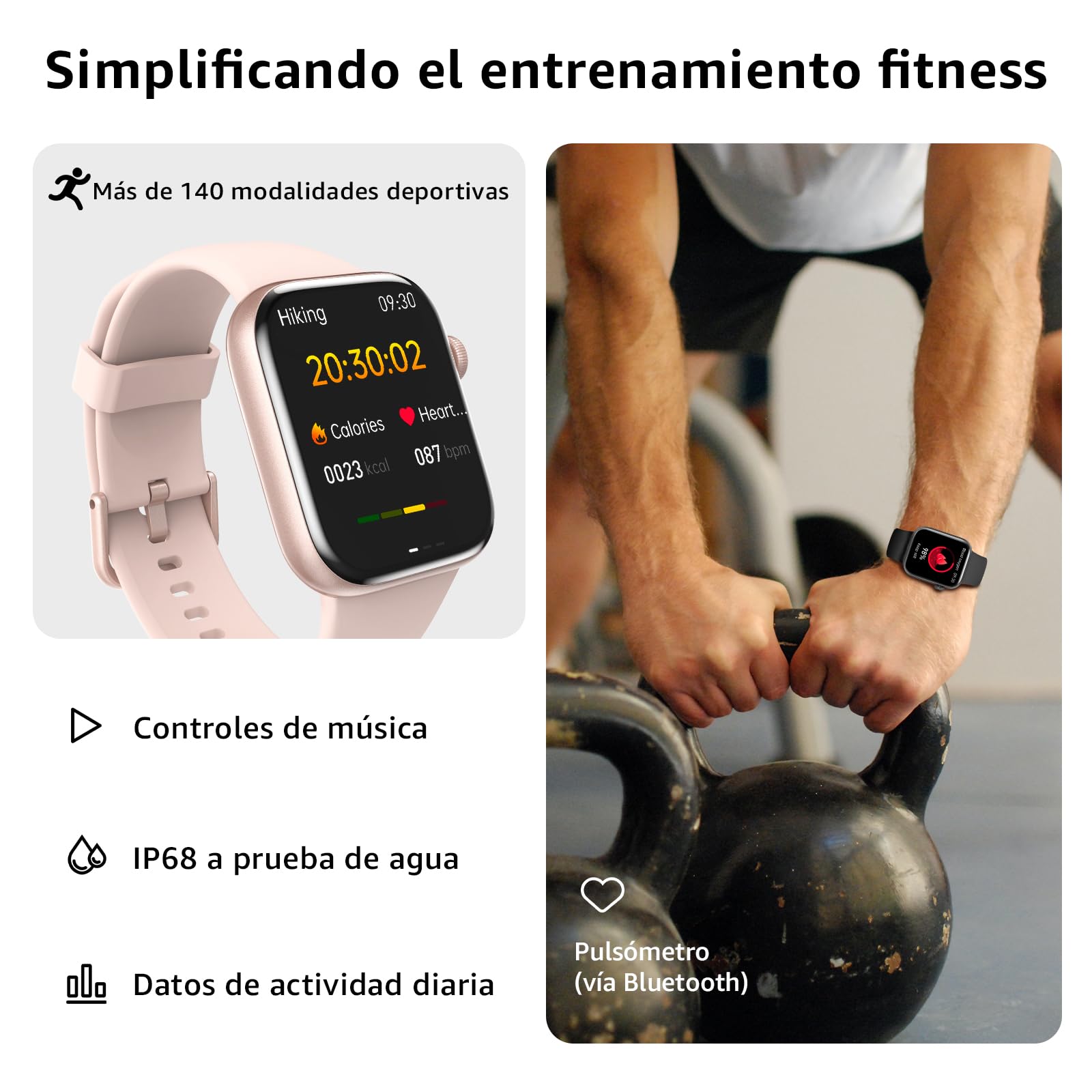Reloj Inteligente Mujer Hombre, 1.85" Smartwatch con Llamadas Bluetooth, 140+ Modos Deportivos Smart Watch con SpO2/Pulsómetro/Monitor de Sueño/Podómetro, Impermeable IP68 Smart Watch Para Android iOS
