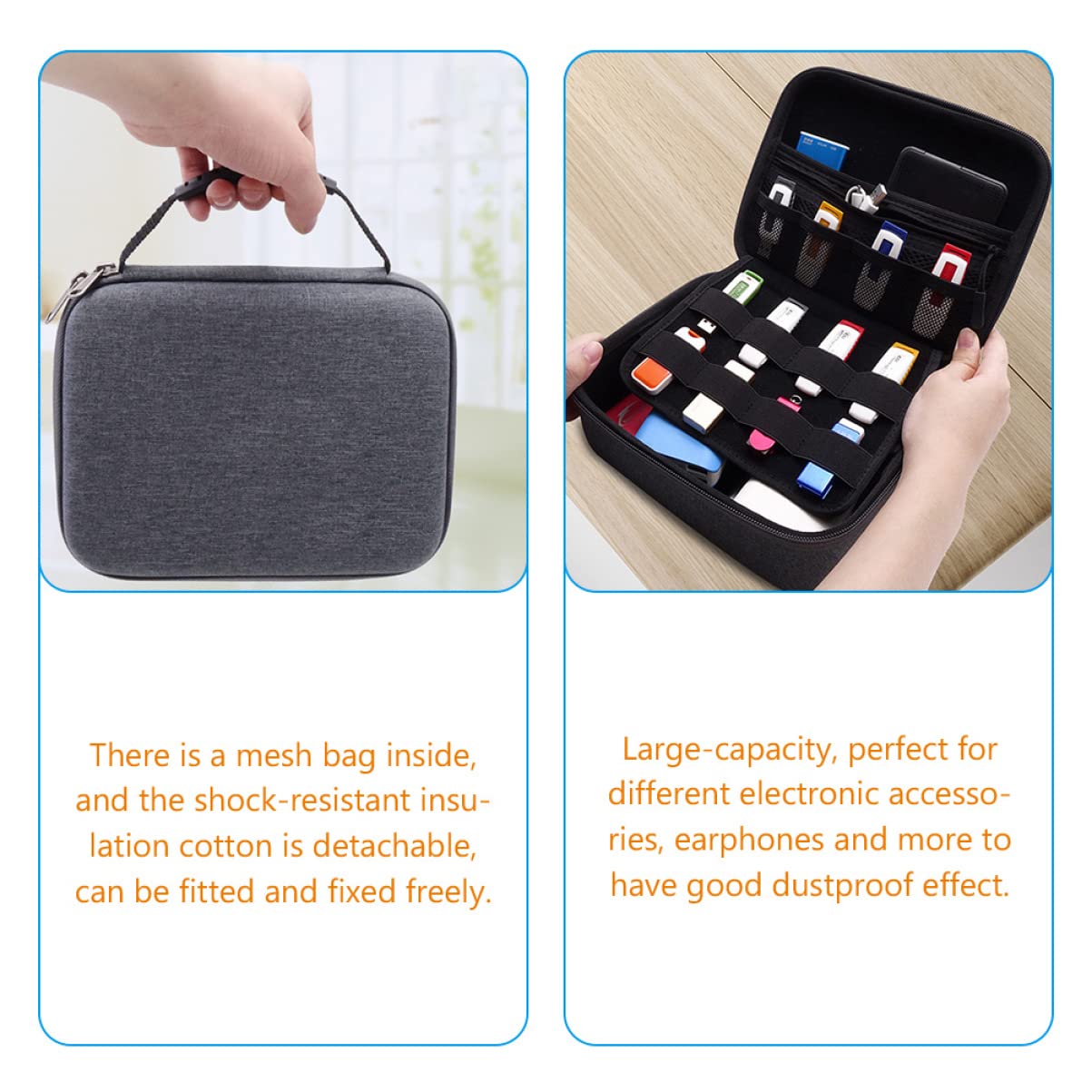 Operitacx Bolsa para Almacenaje De Accesorios Electrónicos Organizador De Cables Oxford Eva Resistente Desgaste Cierre De Bolsa De Viaje Multiusos