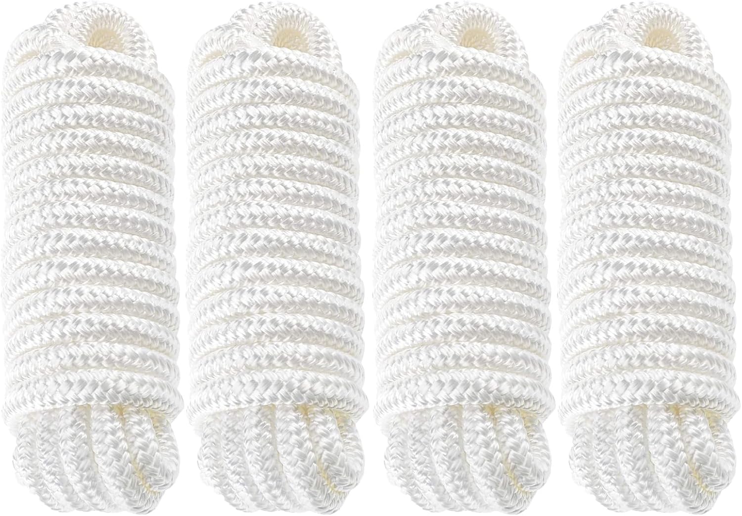 Amarine Made Double Braided Nylon Dock Lines with Loop 7700 lbs Breaking Strength (L:20 ft. D:5/8 inch Eyelet:15 inch) 4 Pack of Marine Mooring Rope Boat Dock Lines Working Load Limit:1540 lbs