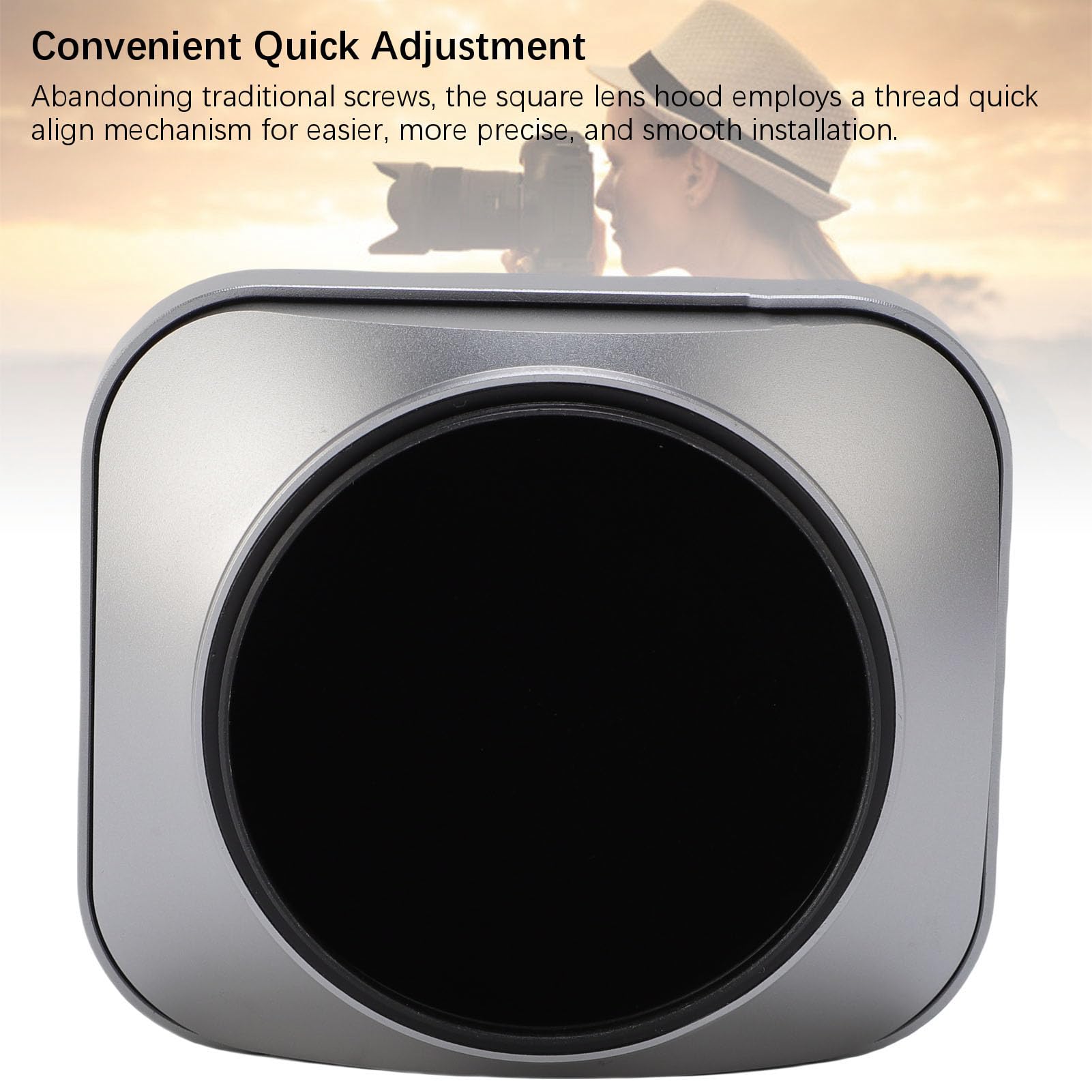 Fabater Paraluce Universale per Fotocamera da 55 Mm, Paralume in Metallo, Protezione Antiriflesso in Lega di Alluminio per Fotografi, 1 Paraluce, 1 copriobiettivo. (SILVER)