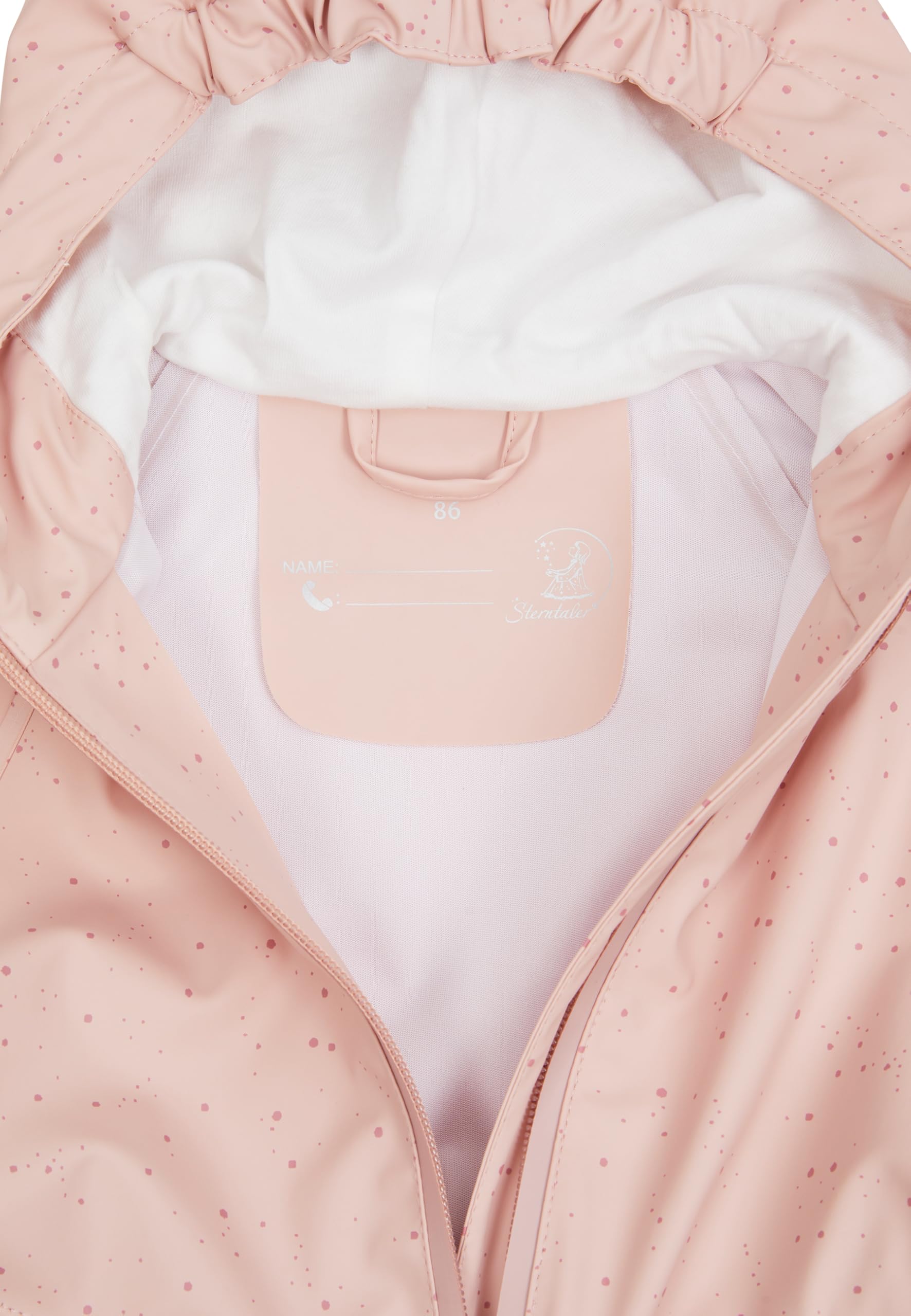 Sterntaler Regenjacke ungefüttert Punkte - Kinder Regenjacke wasserdicht - Mädchen Jacke mit verschweißten Nähten Kapuze und reflektierendem Detail - robuste Regenbekleidung