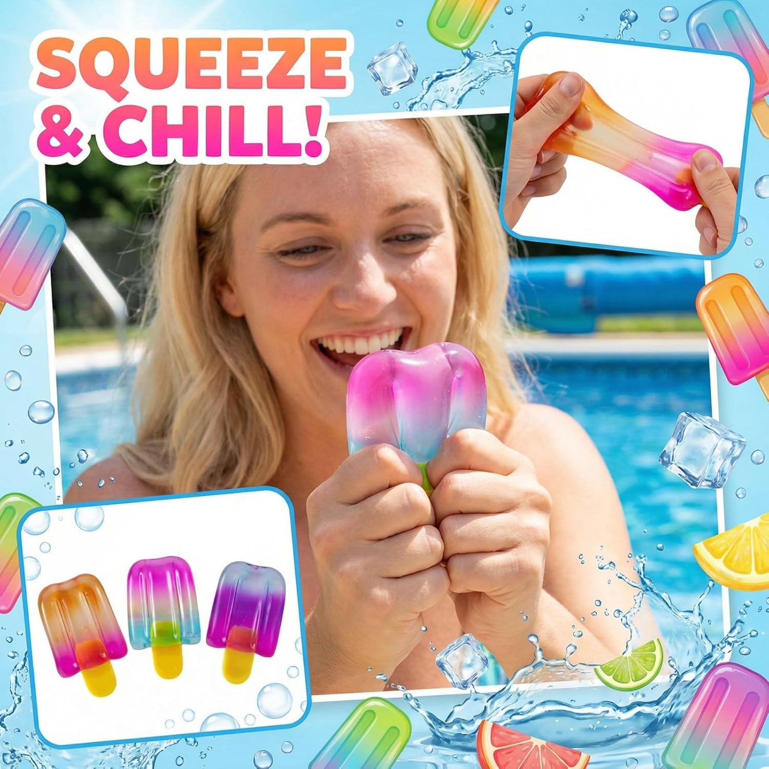Nee Doh Ice Cream, Ice Cream Design Squeeze Stress Ball, Cute Squishy Moldable Slow Rise Relaxing Sensory Fidget Stress, Squeeze Ball Relief for Anxiety Relief (1#C)