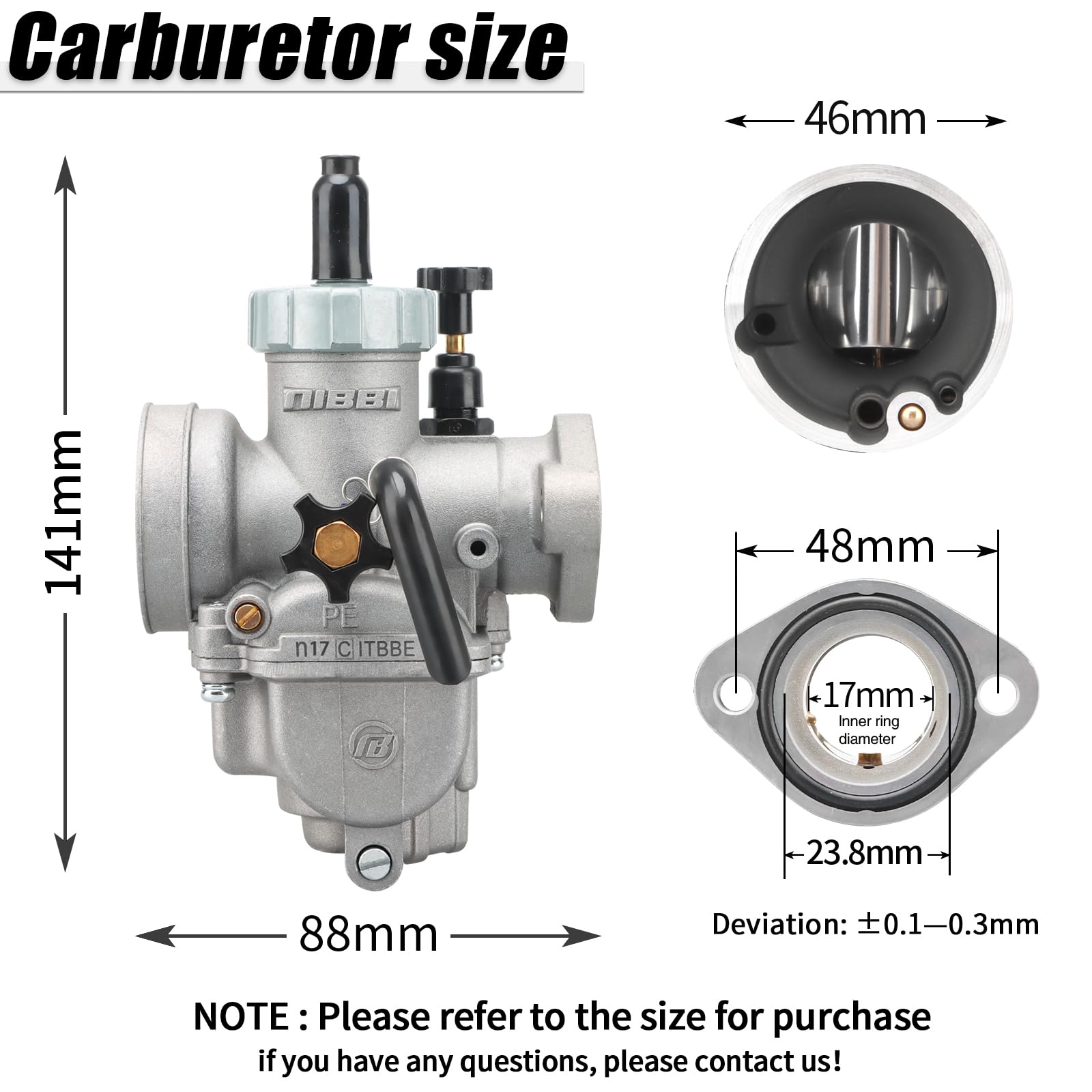 Snapklik.com : NIBBI Carburetor PE17mm Carb 17mm Carburetor Fit 80cc ...