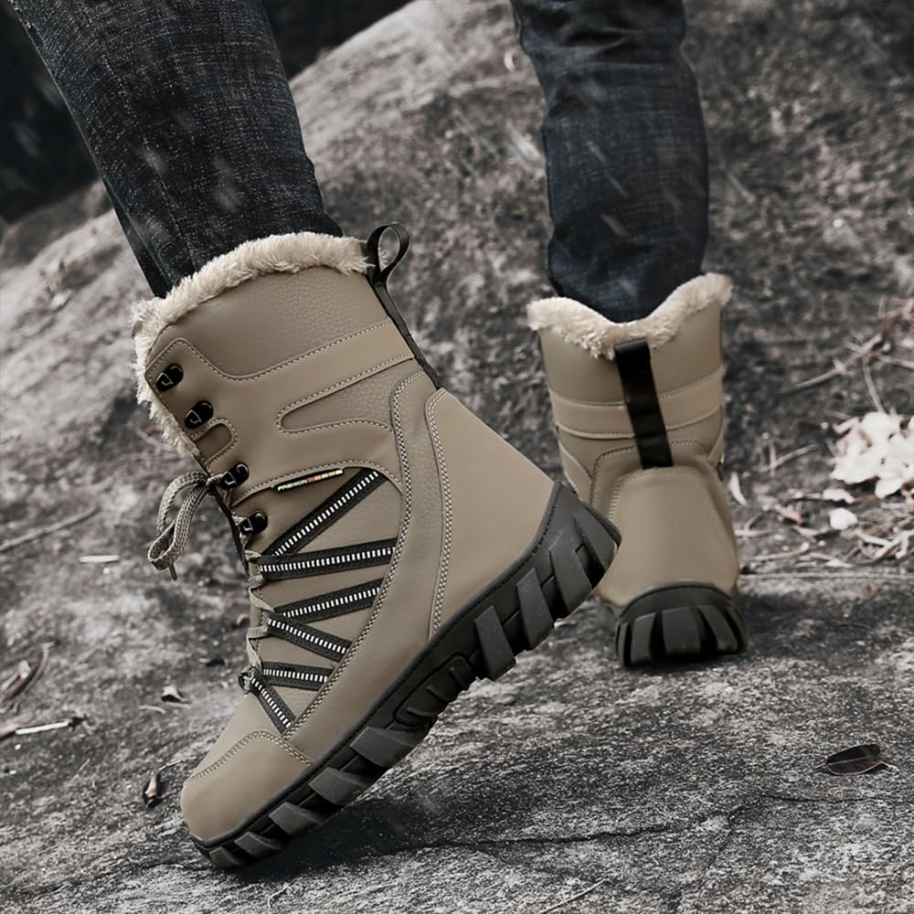 Męskie Buty Śnieżne Moda Ciepłe Sztuczne Futro Zimowe Buty Outdoor Lace-Up Wodoodporne Buty Casual Walking Kampanie Turystyczne Buty