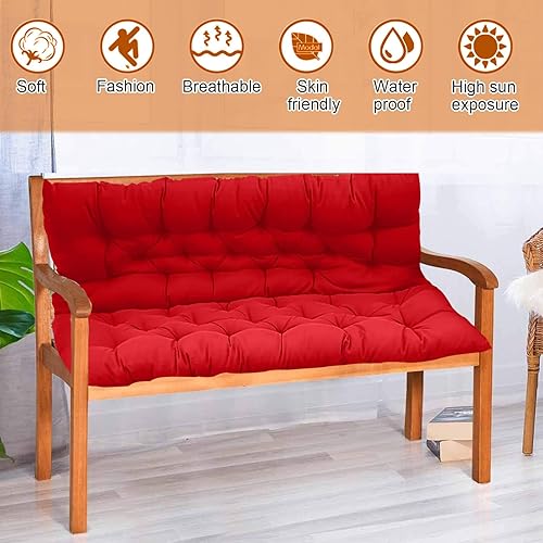Miniatura 2 de Cojines de columpio de repuesto para 2 a 3 plazas, 47 x 40 pulgadas, cojines gruesos para columpio de porche de 4 pulgadas, cojín de banco