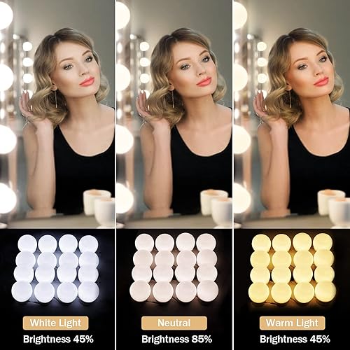 Miniatura 2 de Luces de tocador para espejo 16 bombillas LED luces de maquillaje de Hollywood 3 modos de color brillo regulable enchufar pegar para tocador baño