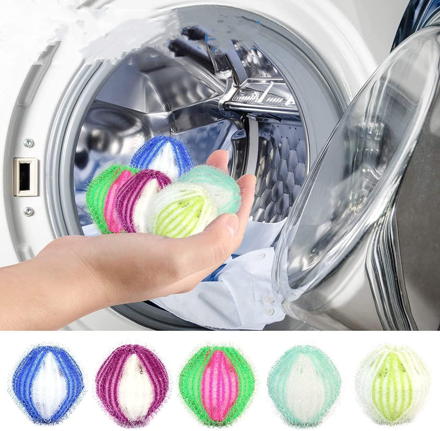 Ymhapp Multicolour 5Pcs Reusable Hair Remover, Washing Machine Hair Catcher Laundry Ball Dryer Ball For Clothing Dog Cat Pet Hair Remover For Laundry Lint Remover Washing Balls Reusable Dryer Balls