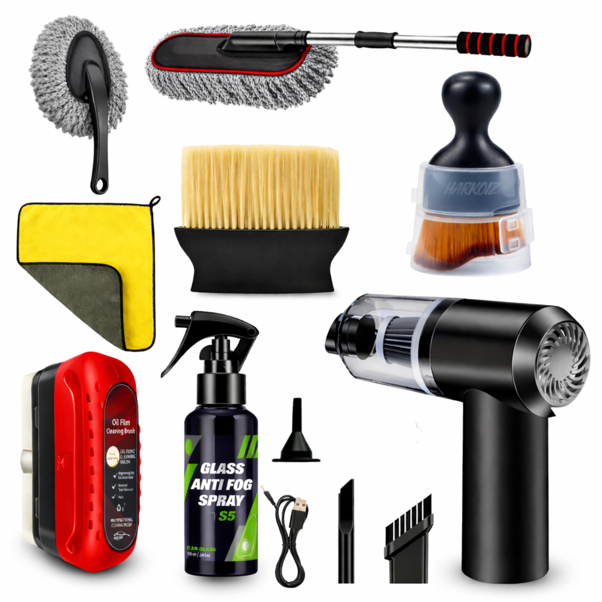 8 Pcs Car Cleaning Kit Combo with 120W Portable Car Vacuum Cleaner (6000Pa Suction) – Complete Car Interior Cleaning Set with Duster, Detailing Brushes, Anti Fog Spray & Microfiber Cloth-image-32