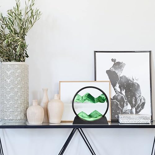 Miniatura 26 de Decoración de imagen artística de arena en movimiento, adornos redondos 3D dinámicos de paisaje de arena, panel de arena que fluye, temporizador