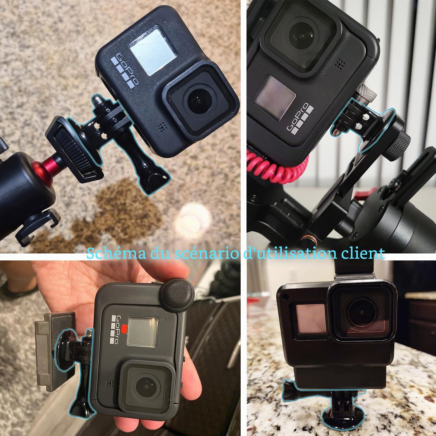Adaptateur de trépied Suptig pour Gopro Hero 5 Hero 5 Session Hero 4 Hero 3+ Hero 3 Hero 2 Hero 1 et caméras de Sjcam et Xiaoyi