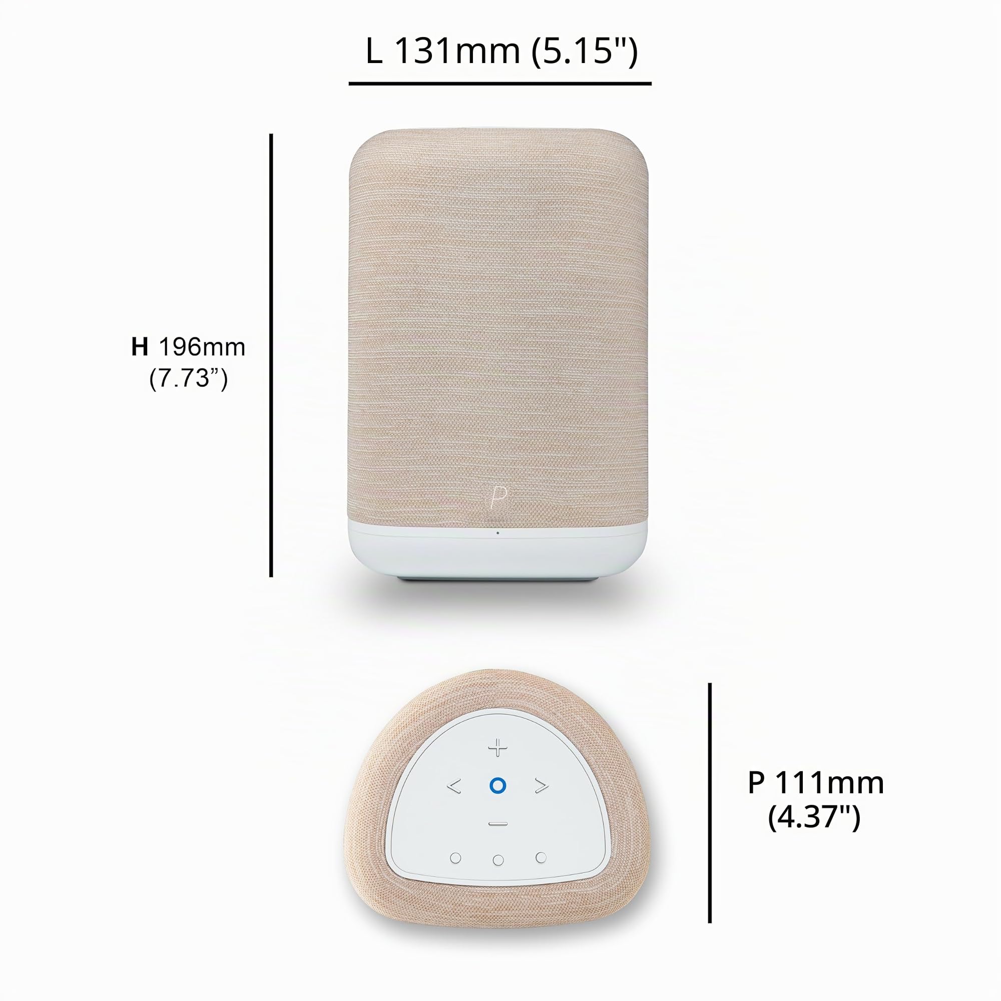 Bluesound Pulse Flex Bluetooth senza cavo Hi-Res All-in-One, AirPlay 2, Spotify Connect, Alexa Skills, altoparlante audio multi-room (bianco/marrone chiaro)