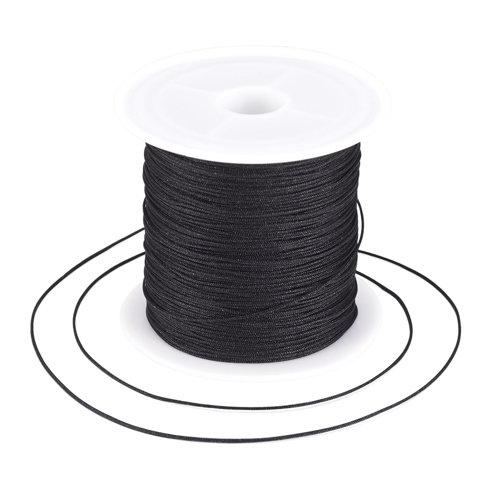Spritewelry 43Yards Black String 0.6mm Friendship Bracelet String Nylon Thread Knotting Cord for Kumihimo Beading Bracelet Necklace Jewellery Making