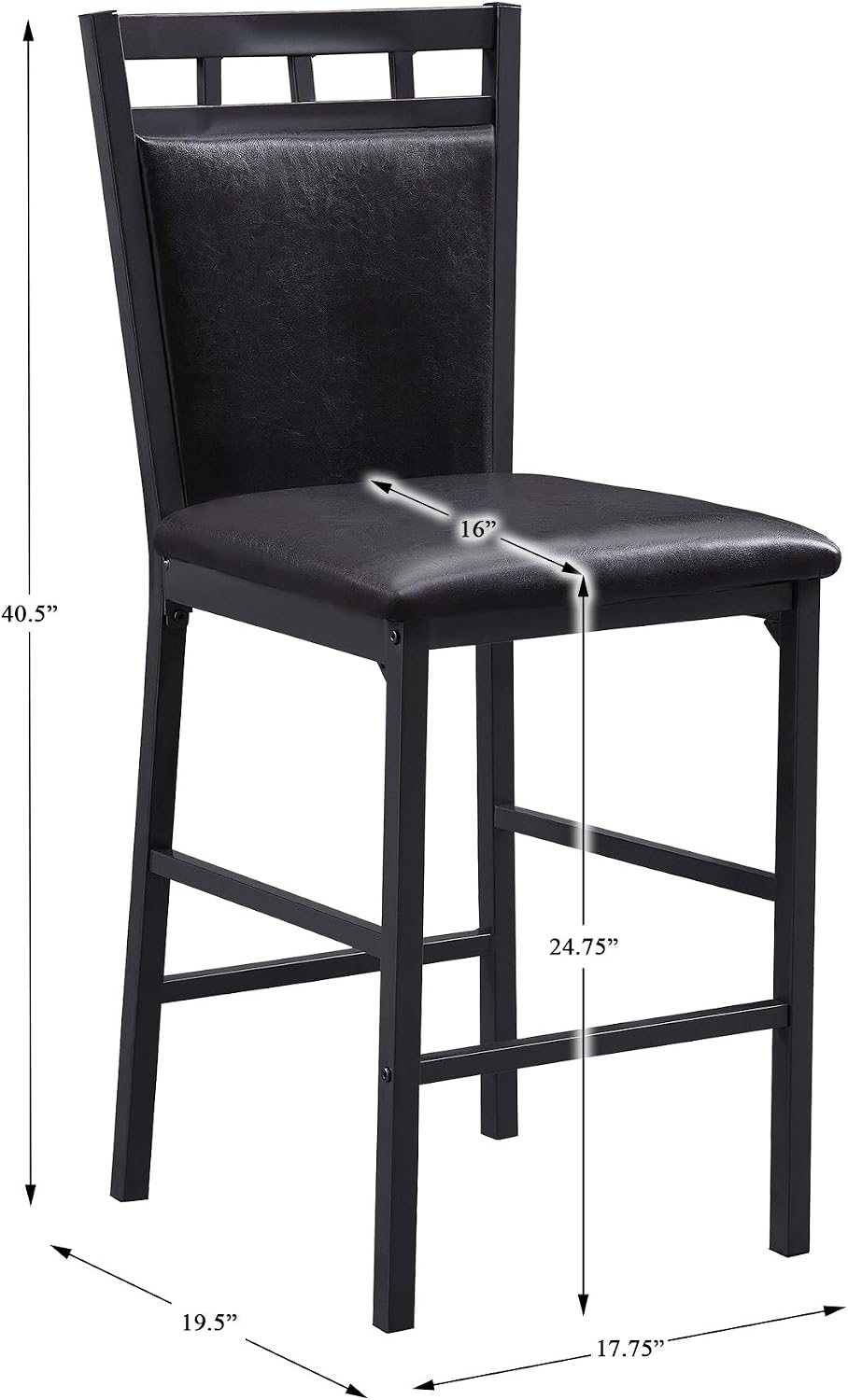 Homelegance 5-Piece Pack Counter Height Dinette Set, Black