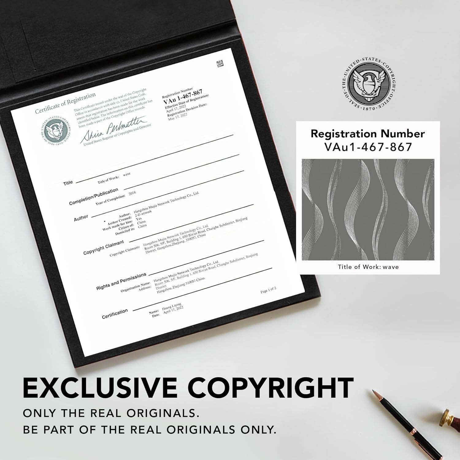 Deconovo Blackout Curtains for Living Room 52 x 84 Inch, Eyelet Curtains Thermal Insulated Silver Wave Line Foil Printed Curtains, Light Grey, 2 Panels W 52" x L 84" (2 Panels) Light Grey - 3