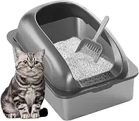 Banheiro Gato Caixa Areia, 60 * 40 * 30cm,Aço inoxidável Caixa de Areia Lavável para Gatos Grande com Peneira, Limpeza Fácil