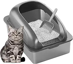 Banheiro Gato Caixa Areia, 60 * 40 * 30cm,Aço inoxidável Caixa de Areia Lavável para Gatos Grande com Peneira, Limpeza Fácil