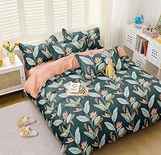 Slazie 300 TC Premium Cotton Single Bed Duvet Cover with Zipper |King Size Reversible Rajai Cover for Comforters|Dohars|Blanket|Warm Stuff|90x60 Inches|Green Leaves(AS 051)