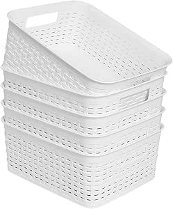 Soddeph Plastic Storage Baskets - 3-Pack, Black Woven Organizer Bins With Handles For Pantry, Cabinet, Bathroom, Under-Sink - View #5