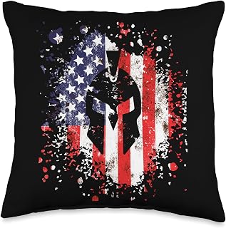 Armed Forces Warrior WorkOut Training Fitness Gym Spartan Gladiator Roman Soldier Helmet Military Legends Army Throw Pillow, 16x16, Multicolor