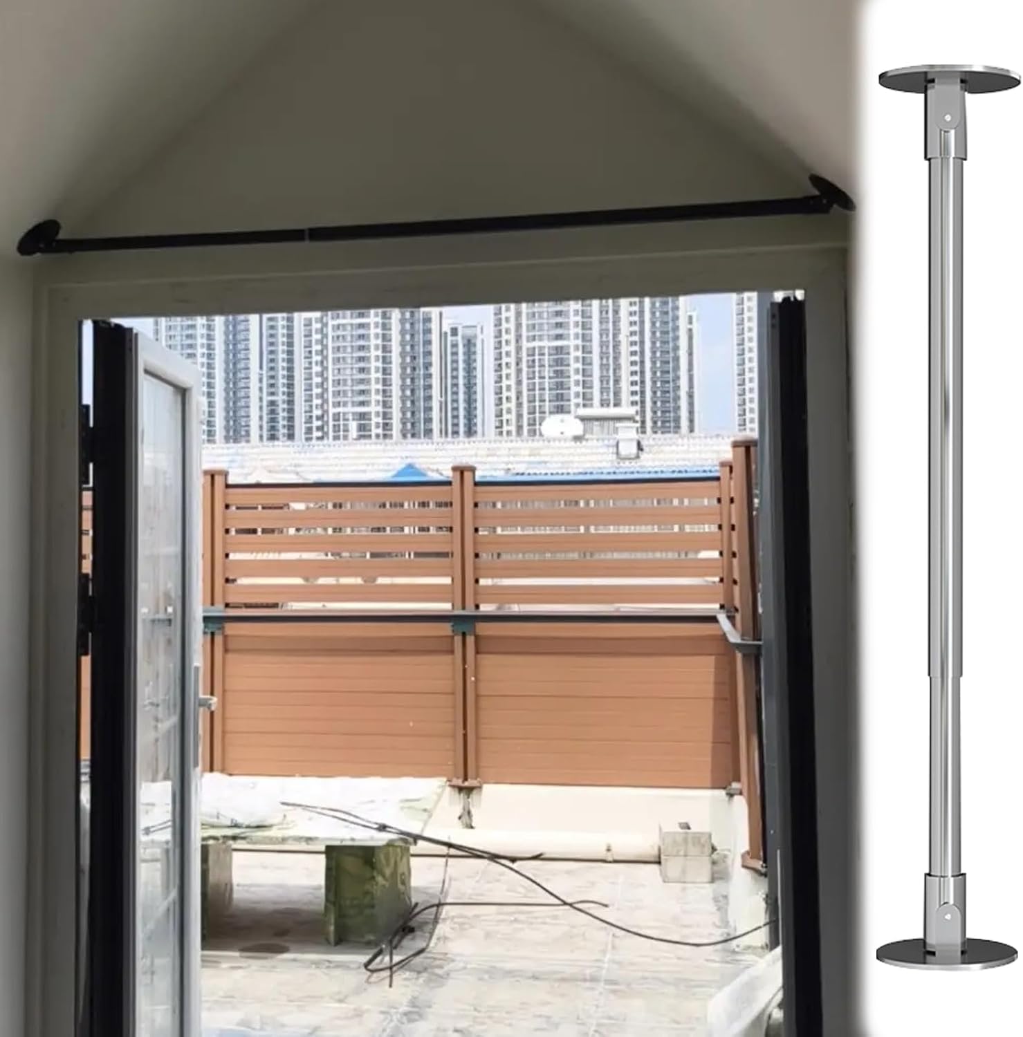 Angled Wall Closet Rod Bracket Adjustable Length and Angle, Hanging Clothes Holders for Nursery Wardrobe, Room Extension Organizer Pole(Silver,55-75cm(21"-29"))