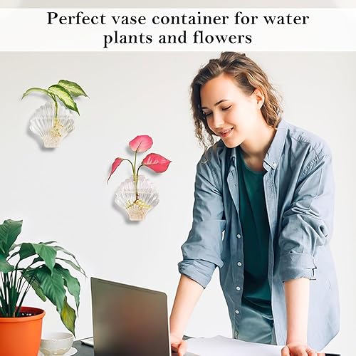 Miniatura 15 de Kingbuy Octagon Wall-Mounted Propagation Vase - 2 Pack Clear Glass Planters for Hydroponic Plants & Flowers, Indoor Wall Plant Holder, Unique Home