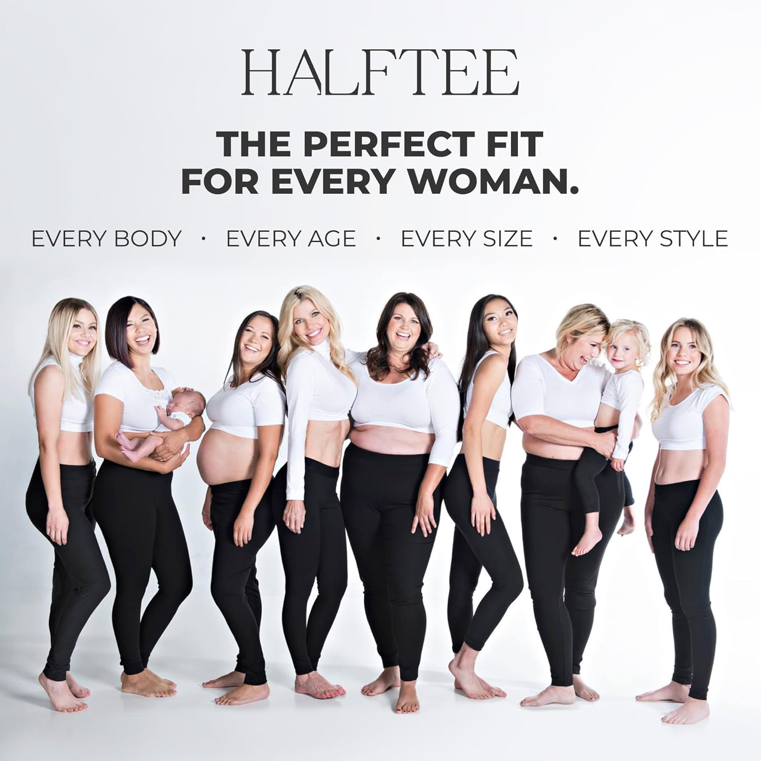 Women Top Boyfriend Tee HALFTEE Half Sleeve Layering Crop Undershirt for Women & Teens XS-3X - Image 5