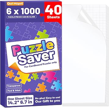 40 Puzzle Saver Sheets for Preserving up to 6 X 1000 Piece Jigsaws,Ultra-Adhesion Transparent Puzzle Glue Sheets Compatible with Puzzle Frames.