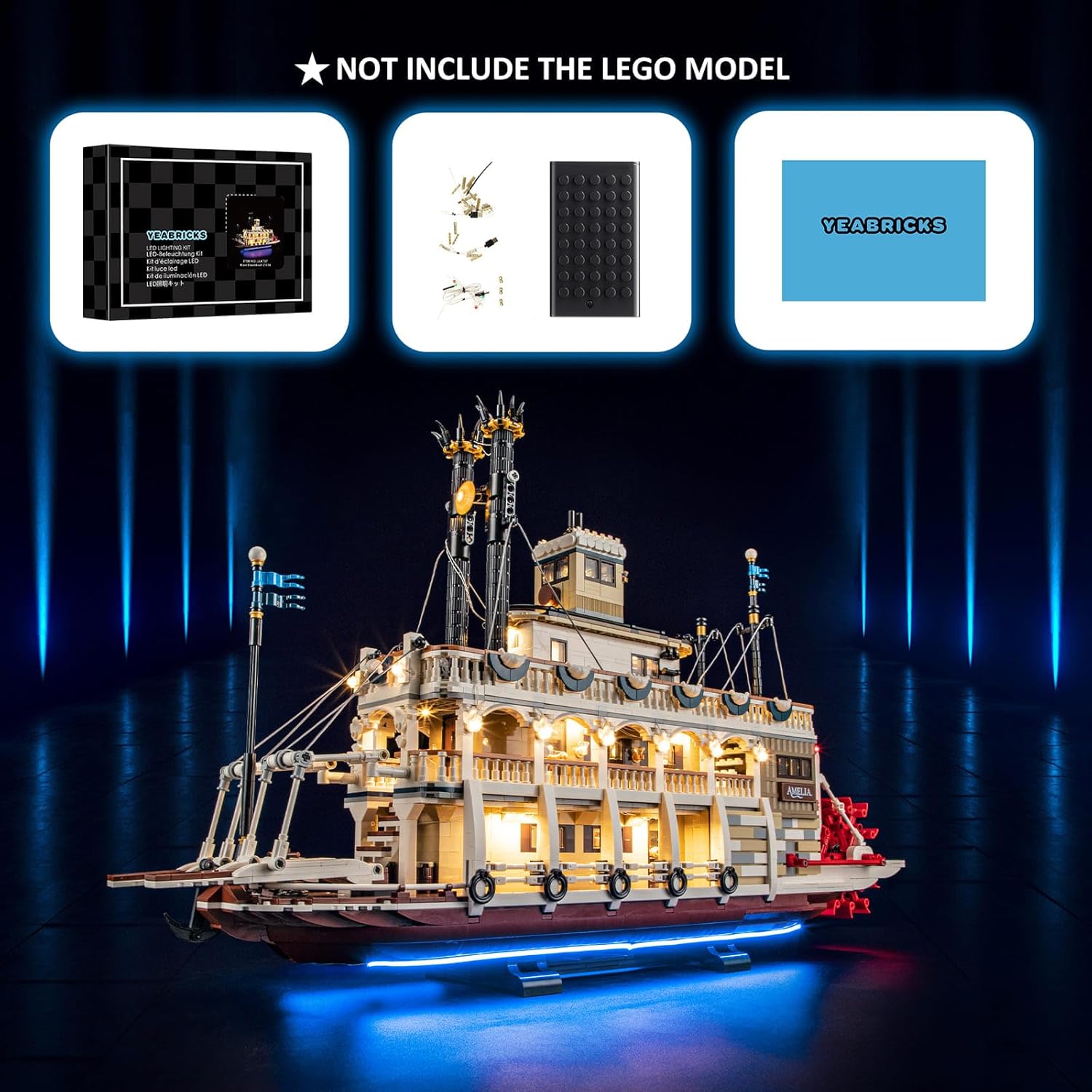 YEABRICKS LED Light for 21356 Ideas River Steamboat Building Blocks Model (Building Set NOT Included)
