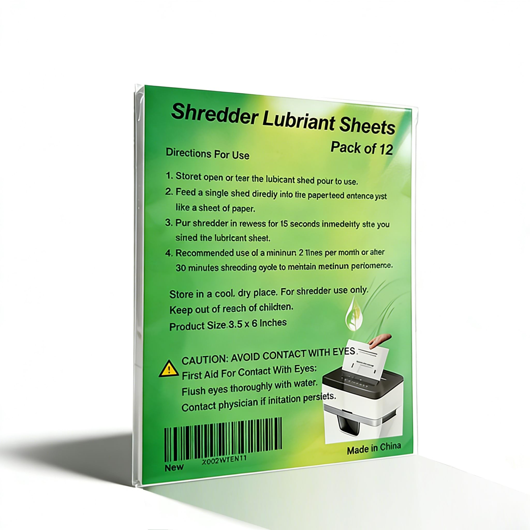 NCWANG 12PACK Paper Shredder Lubricant Sheets with Shredder Oil for Blades Sharpening, Reduce Paper Jam and dust