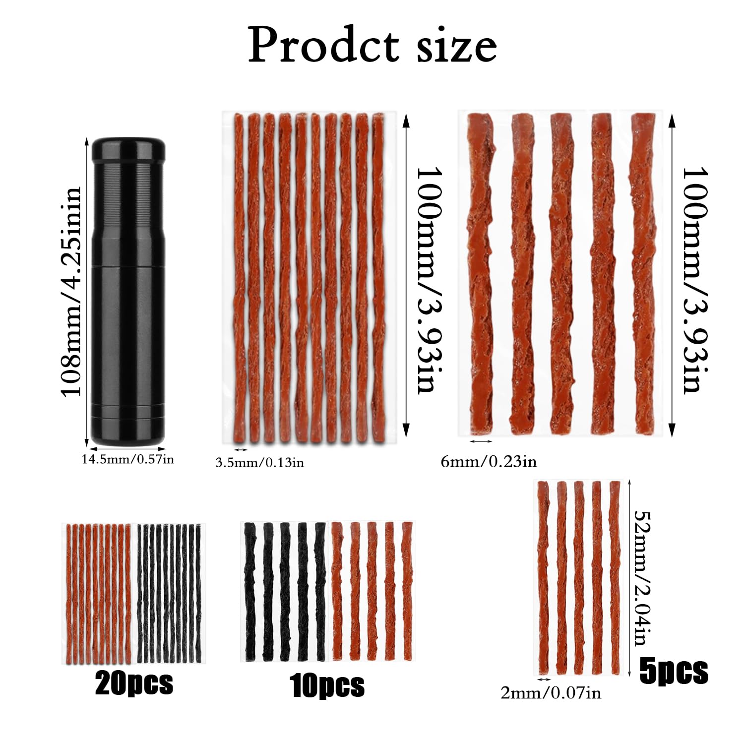 chenyu Tubeless zestaw naprawczy 35 pasków klejących + 1 sztuka wiertła widełkowego | Bezdętkowy zestaw naprawczy do naprawy rowerów i rowerów górskich, zestaw naprawczy opon bezdętkowych