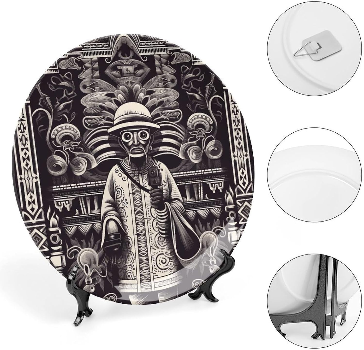 Art Style Pattern Bone China Decorative Plate Exquisite Ornamental Wall Hanging Platter 6/7/8/10 Inch Vintage Art Ceramic Decor Dish for Home Tabletop Decor Housewarming Gift image 4