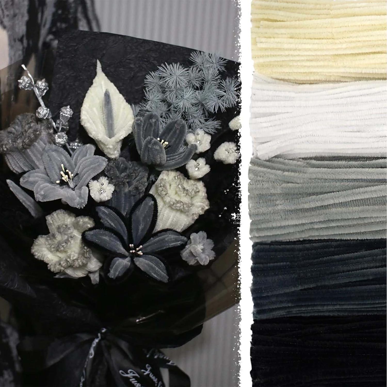 URSDIART 500pcs Pipe Cleaners, 5 Assorted Colors Grey Black Pipe Cleaners Crafts Chenille Stems, Pipe Cleaners for Crafts, Bulk Fuzzy Sticks for DIY Art and Crafts Supplies Crafts Projects Creative