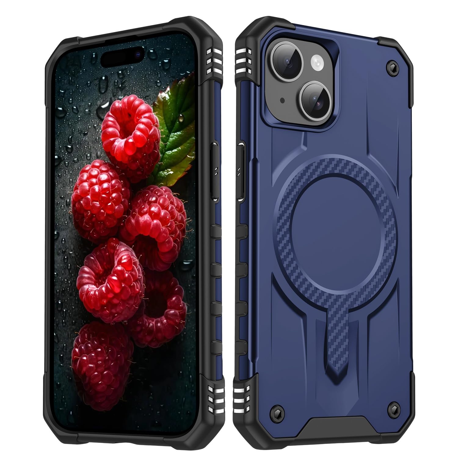 Coque magnétique hybride pour iPhone 15 étui bleu antichoc mince et transparent - 8