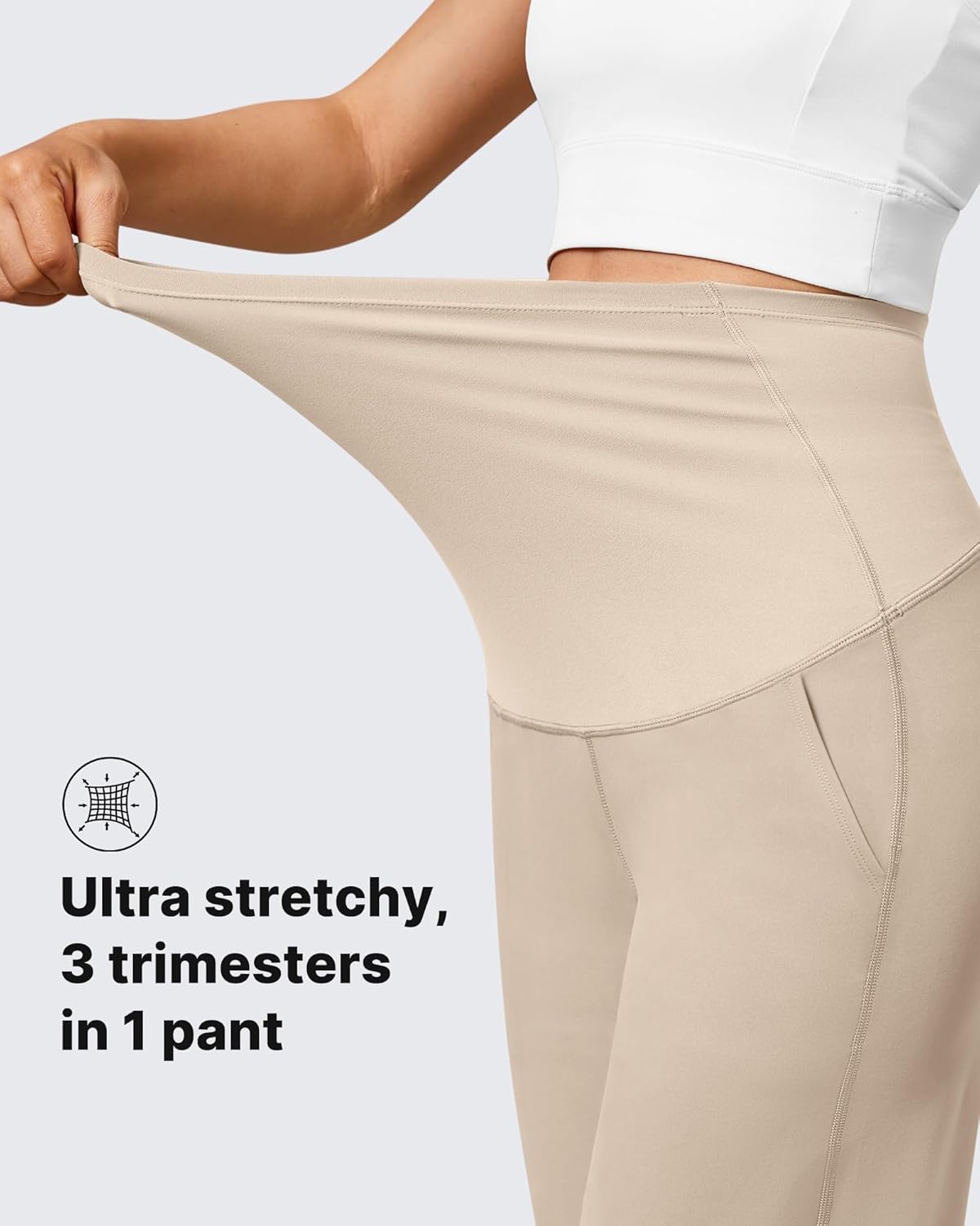 G4Free Maternity Pants Over The Belly Yoga Dress Work Pregnancy Pants Stretchy Lounge Wide Leg Trousers with Pockets - Image 5